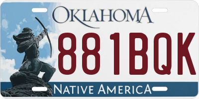 OK license plate 881BQK
