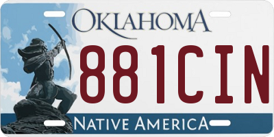 OK license plate 881CIN
