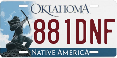 OK license plate 881DNF