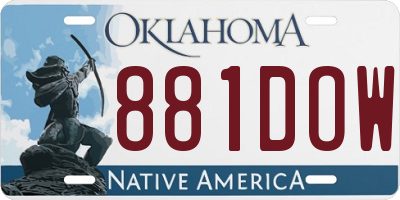 OK license plate 881DOW