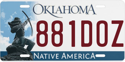 OK license plate 881DOZ