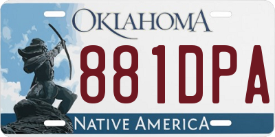 OK license plate 881DPA