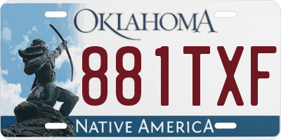 OK license plate 881TXF
