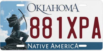 OK license plate 881XPA