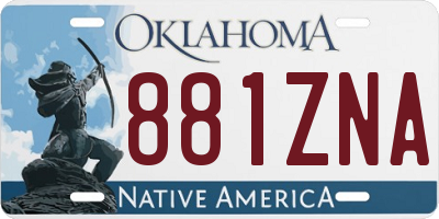 OK license plate 881ZNA