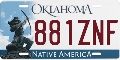 OK license plate 881ZNF