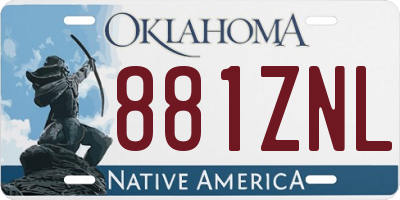 OK license plate 881ZNL