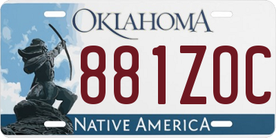 OK license plate 881ZOC
