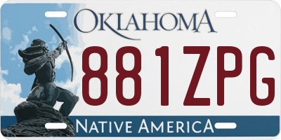 OK license plate 881ZPG
