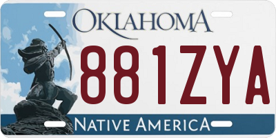 OK license plate 881ZYA