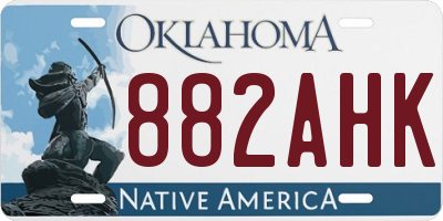 OK license plate 882AHK