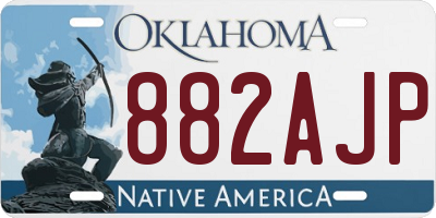OK license plate 882AJP