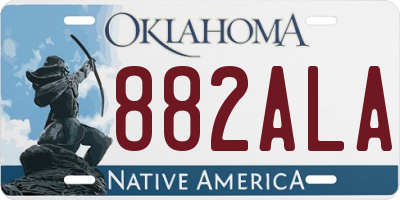 OK license plate 882ALA