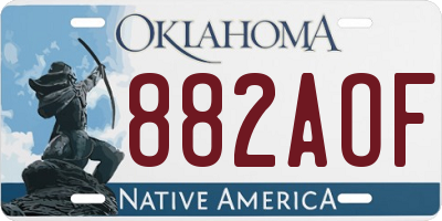 OK license plate 882AOF