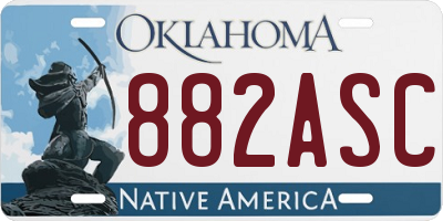 OK license plate 882ASC