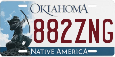 OK license plate 882ZNG