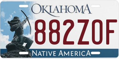 OK license plate 882ZOF