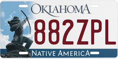 OK license plate 882ZPL