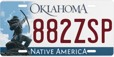 OK license plate 882ZSP