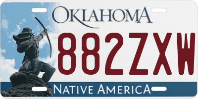 OK license plate 882ZXW
