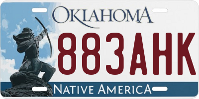 OK license plate 883AHK
