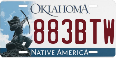 OK license plate 883BTW