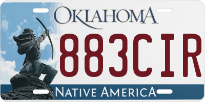 OK license plate 883CIR