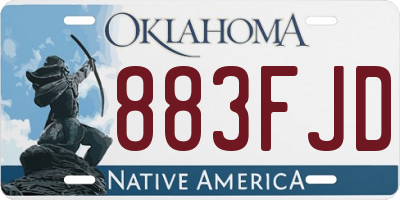 OK license plate 883FJD