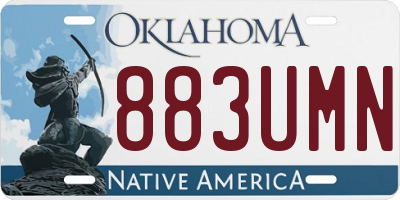 OK license plate 883UMN