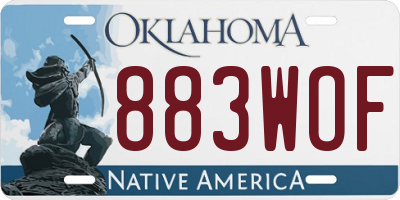 OK license plate 883WOF