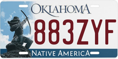 OK license plate 883ZYF