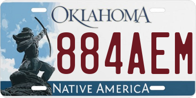 OK license plate 884AEM
