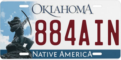 OK license plate 884AIN