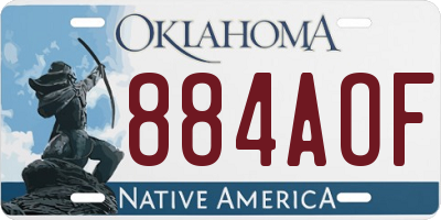 OK license plate 884AOF