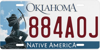OK license plate 884AOJ