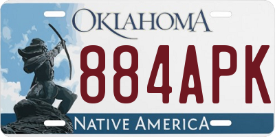 OK license plate 884APK