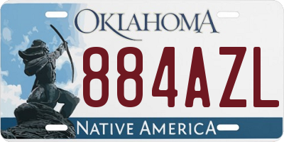 OK license plate 884AZL