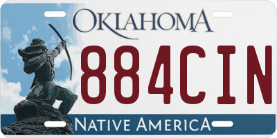 OK license plate 884CIN