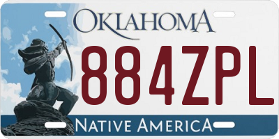 OK license plate 884ZPL