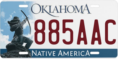 OK license plate 885AAC