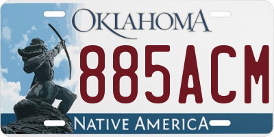 OK license plate 885ACM