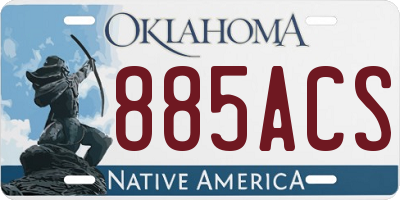 OK license plate 885ACS