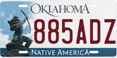 OK license plate 885ADZ