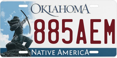 OK license plate 885AEM