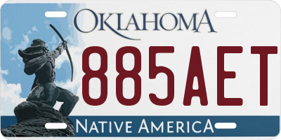 OK license plate 885AET