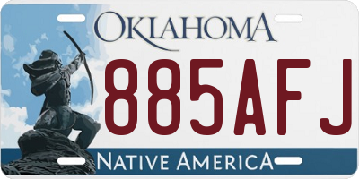 OK license plate 885AFJ
