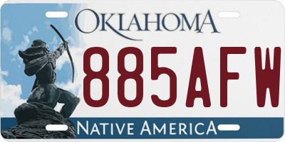 OK license plate 885AFW
