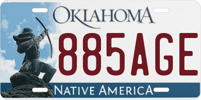OK license plate 885AGE