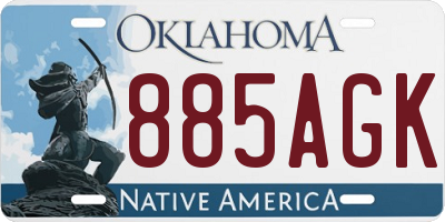 OK license plate 885AGK