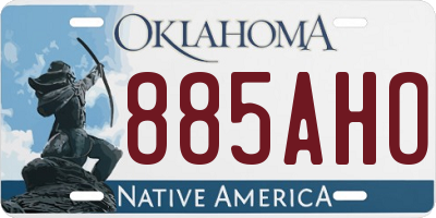 OK license plate 885AHO